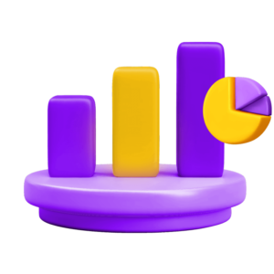 3D bar and pie charts: web analytics & data visualization.